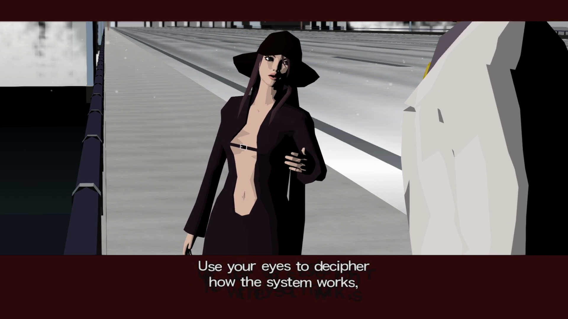 Linda Vermillion, a woman in a weirdly revealing black outfit despite the snow, tells Garcian, "Use your eyes to decipher how the system works,"